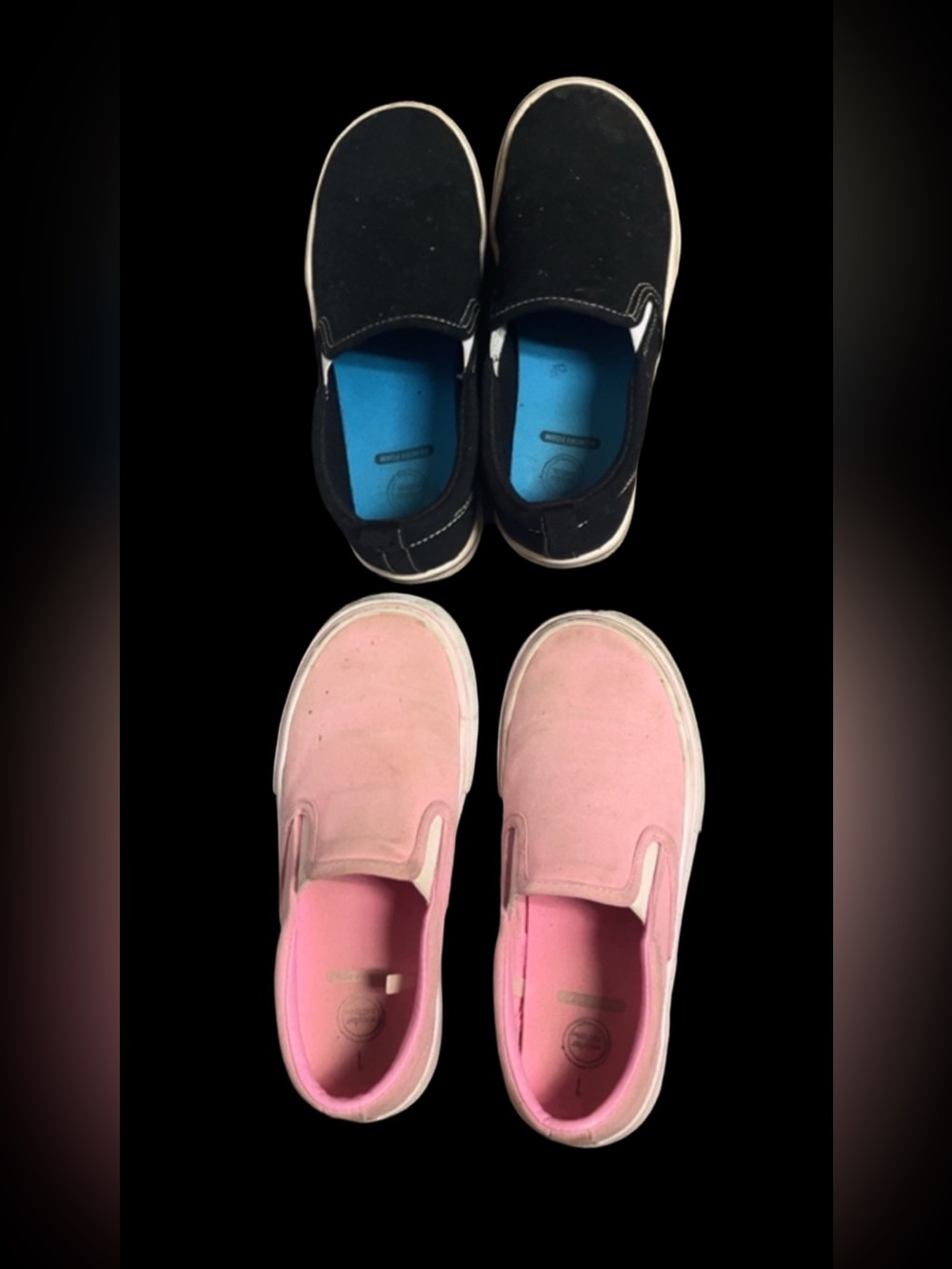 Kids Slip-On Canvas Shoes in Pink and Black SIZE 1 LITTLE KIDS